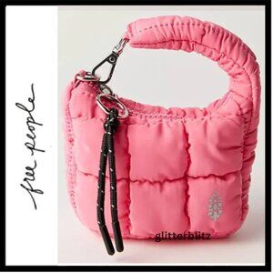 Free People Pink Bubblegum Quilted Micro Pouch